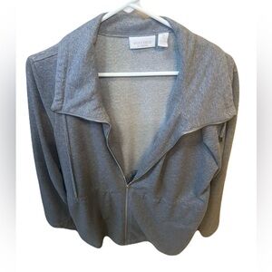 Weekends by Chicos Sparkly Gray Zip-Up Jacket size 3